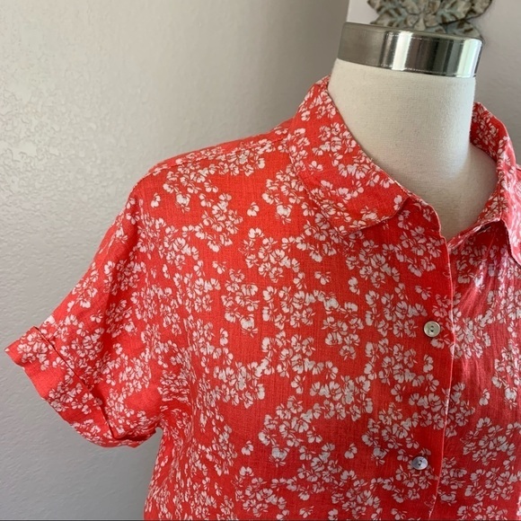 Rachel Zoe Floral Print Linen Button Blouse sz L - Picture 7 of 10